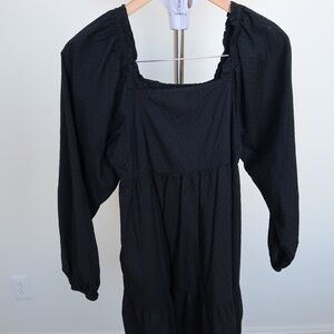 Universal Thread Black Square Neck Long Sleeve Mini Dress